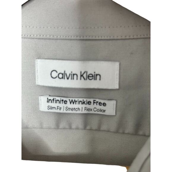 Calvin Klein Gray Infinite Wrinkle Free Slim Fit Stretch Flex Collar Men's 3XL - Picture 6 of 6